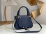 Chloe Marcie Small Double Carry Bag in Blue Grained Calfskin