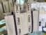 Chloe Large Woody Tote Bag in Canvas with Blue Leather Strips