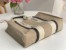 Chloe Woody Large Tote Bag in Linen Canvas with Navy Blue Leather