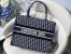 Dior Medium Book Tote Bag In Blue Velvet Oblique Embroidered 