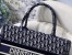 Dior Medium Book Tote Bag In Blue Velvet Oblique Embroidered 