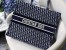 Dior Large Book Tote Bag In Blue Oblique Embroidered Velvet