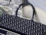 Dior Large Book Tote Bag In Blue Oblique Embroidered Velvet