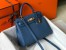 Hermes Kelly 32cm Retourne Bag in Blue Agate Clemence Leather with GHW