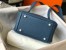 Hermes Lindy Mini Bag in Blue Agate Clemence Leather with PHW