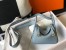 Hermes Lindy Mini Bag in Blue Lin Clemence Leather with GHW