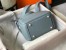 Hermes Lindy Mini Bag in Blue Lin Clemence Leather with GHW