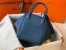 Hermes Lindy 30cm Bag in Blue Agate Clemence Leather with PHW