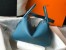 Hermes Lindy 30cm Bag in Blue Jean Clemence Leather with GHW