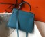Hermes Kelly 25cm Retourne Bag in Blue Jean Clemence Leather with PHW