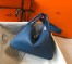 Hermes Lindy 26cm Bag in Blue Agate Clemence Leather with PHW