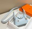Hermes Lindy Mini Bag in Blue Brume Clemence Leather with GHW