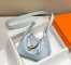 Hermes Lindy Mini Bag in Blue Brume Clemence Leather with GHW