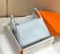 Hermes Lindy 26cm Bag in Blue Brume Clemence Leather with GHW