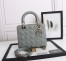 Dior Lady Dior Medium Bag in Grey Lambskin with Enamel Charm