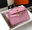 Hermes Kelly Pochette Clutch In Mauve Sylvestre Epsom Leather
