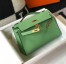 Hermes Kelly Pochette Clutch In Vert Criquet Epsom Leather