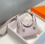 Hermes Lindy Mini Bag in Mauve Pale Clemence Leather with PHW