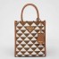 Prada Symbole Mini Bag In Brown/White Jacquard Fabric