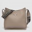 Prada Hobo Bag in Grey Grained Calfskin