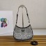 Prada Cleo Shoulder Bag in Black Satin with Crystals 