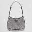Prada Cleo Shoulder Bag in Black Satin with Crystals 