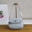 Prada Cleo Shoulder Bag with Flap in Blue Brushed Leather