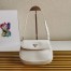 Prada Cleo Shoulder Bag with Flap in White Brushed Leather