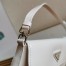 Prada Cleo Shoulder Bag with Flap in White Brushed Leather
