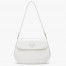 Prada Cleo Shoulder Bag with Flap in White Brushed Leather