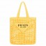 Prada Small Tote Bag In Yello Woven Raffia