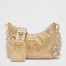 Prada Re-Edition 2005 Shoulder Bag in Gold Satin with Crystals
