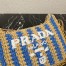 Prada Re-Edition 2005 Bag in Beige and Blue Stripe Raffia