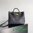 Bottega Veneta Andiamo Small Bag In Black Intrecciato Lambskin