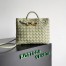 Bottega Veneta Andiamo Small Bag In Travertine Intrecciato Lambskin