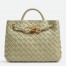 Bottega Veneta Andiamo Small Bag In Travertine Intrecciato Lambskin