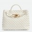 Bottega Veneta Andiamo Small Bag In White Intrecciato Lambskin