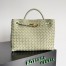 Bottega Veneta Andiamo Medium Bag In Travertine Intrecciato Lambskin