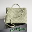 Bottega Veneta Andiamo Medium Bag In Travertine Intrecciato Lambskin
