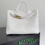 Bottega Veneta Andiamo Medium Bag In White Intrecciato Lambskin