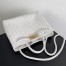 Bottega Veneta Andiamo Medium Bag In White Intrecciato Lambskin