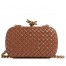 Bottega Veneta Knot Clutch with Chain in Brown Intrecciato Lambskin