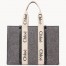 Chloe Large Woody Tote Bag In Grey Felt