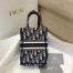 Dior Mini Book Tote Phone Bag In Blue Dior Oblique Embroidery