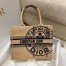 Dior Small Book Tote Bag In Beige Jute Canvas with Dior Union Motif