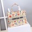 Dior Medium Book Tote Bag In Hibiscus Metallic Thread Embroidery
