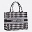 Dior Medium Book Tote Bag in Black and White Houndstooth Embroidery