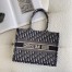 Dior Medium Book Tote Bag In Blue Dior Oblique Embroidery 