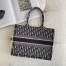 Dior Medium Book Tote Bag In Blue Dior Oblique Embroidery 