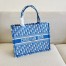 Dior Medium Book Tote Bag In Blue Oblique Embroidery 
